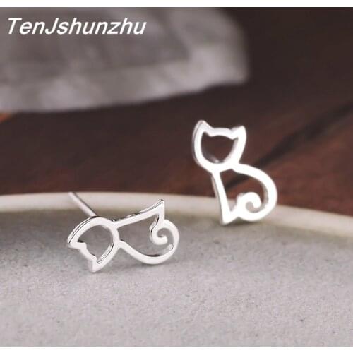 Fashion Earring Cute Hollow Cat Stud Earrings For Women Party Wedding Girls eh370