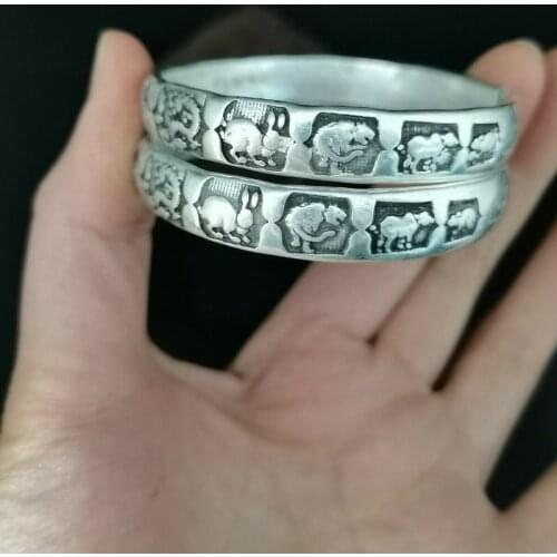 Fashion Women Chinese Old Tibetan Silver Bracelet Bracelet Man Classic Jewelry Fashion Accessories