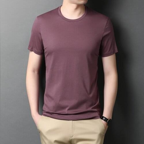 100% Mercerized Cotton T Shirt Men Summer Black Short Sleeve Plain Round Neck Casual Slim Fit Brand Tshirt Male Clothes Green