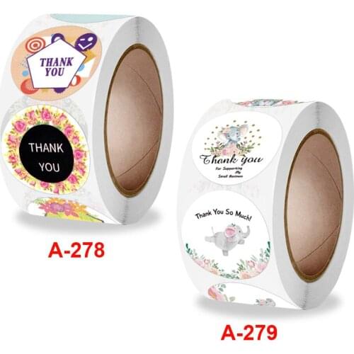 Round flower stickers, thank you, colorful lovely animal seal, sticker for gift