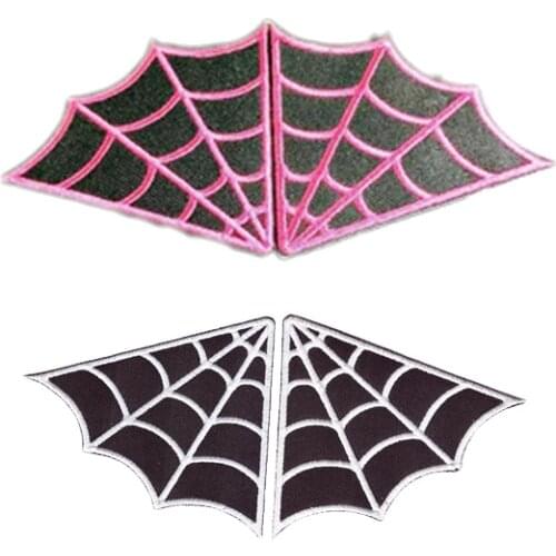 Double-color cobweb embroidery patches, garment decoration stickers, decals, hot trimming, with back glue, childrens favorite