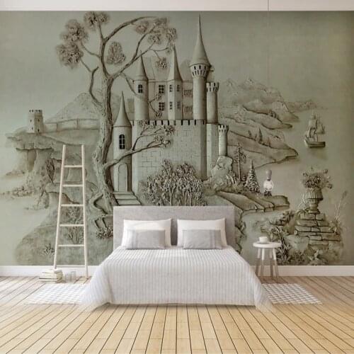 Custom Mural Wallpaper 3D Stereo Relief Golden Castle Building Photo Wall Paper Living Room Bedroom Home Decor Papel De Parede