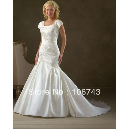 Dress Free shipping vestido de noiva 2018 lace appliques Short Sleeves Bridal Gowns Brides Custom Mother of the Bride Dresses