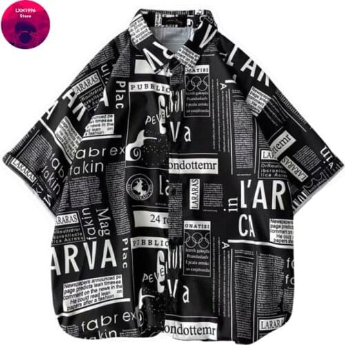 2021Summer Mens Shirts Korean Fashion Streetwear Short Sleeve Shirts Men Casual Harajuku Men Clothing Trend Printing Shirt Men