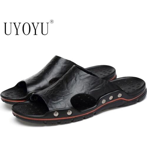 Brand Men Sandals Fashion Man Luxury Leather Mens Summer Shoes Casual Comfortable Open Toe Sandals Soft Beach Footwear for Male