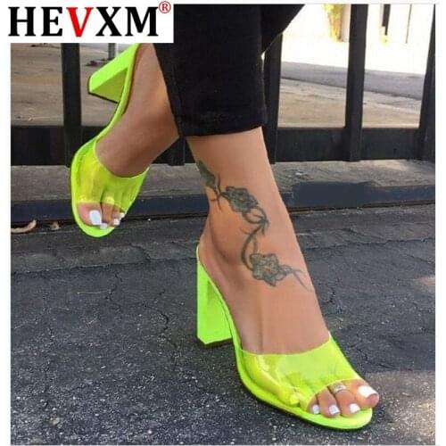 Shoes Slippers Heels Jelly Slides Big Size Shose Women High Transparent Basic Rome Fabric PU Super Hoof Shoes Slippers Heels