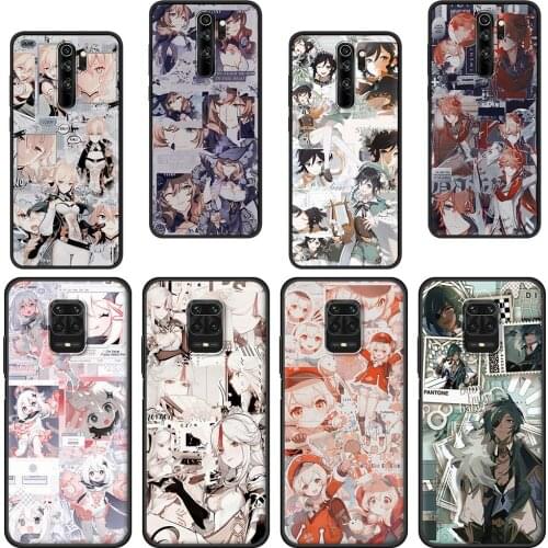 Genshin Impact Bumper Soft Silicone Phone Case for Redmi K40 Note 10 9S 8 Pro Max 9 7 8T 9C 9A 7A Cover Coque Cases Funda