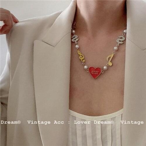 Hiphop Vintage Heart Pendant Stainless Steel Necklace Crystal Choker Chain Party Jewelry for Women Man Friendship Girl Gifts