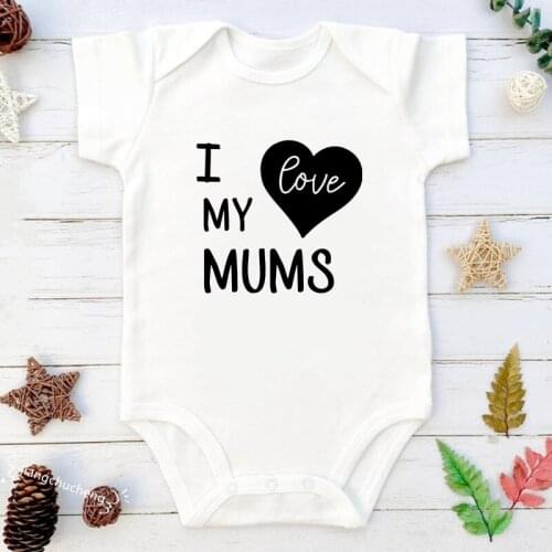 I Love My Mums Printed Funny Newborn Bodysuits Cotton Short Sleeve Body Baby Boys Girls Onesies Rompers Toddler Outfits Clothes