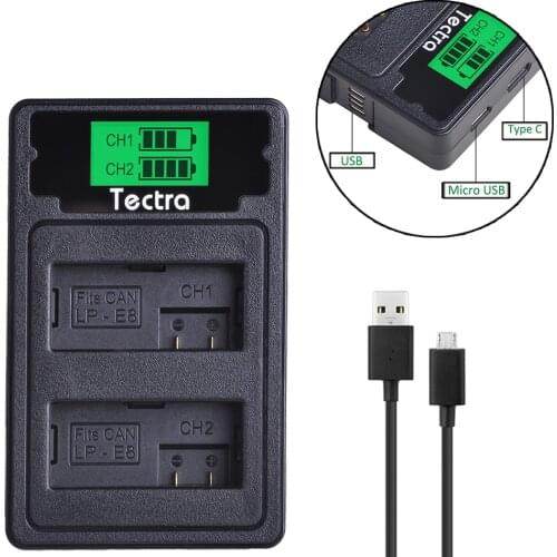 LP-E8 LPE8 LP E8 Battery Charger for Canon EOS 550D 600D 650D 700D X4 X5 X6i LCD USB Dual Charger Type C