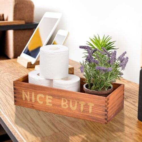 Bathroom Storage Box 38*16*10cm Bathroom Decor Box Toilet Paper Holder Basket Rustic Wood Box Living Room Flower Holder