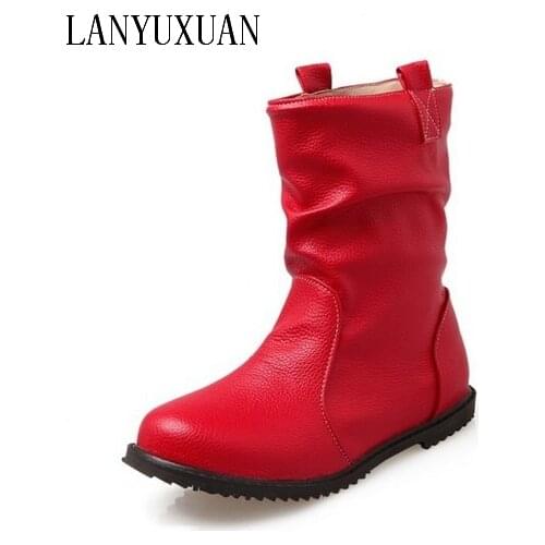 2017 Botas Mujer Winter Boots Big Size 34-52 New Round Toe Buckle Boots For Women Casual Heels Fashion Warm Winter Shoes 501