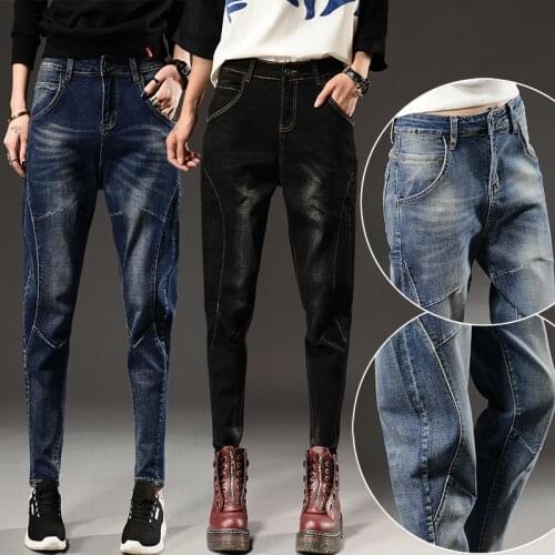 Womens Pants Autumn cowboy harem pants womens casual trousers plus size radish pants black Loose jeans Trousers