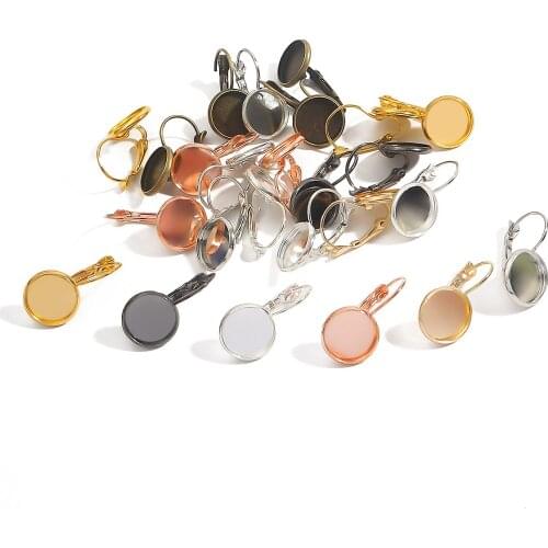 10Pcs 8-20mm French Lever Cabochon Blank Earring Setting Base Cameo Bezels Tray For Jewelry Findings Making Supplies Accessories
