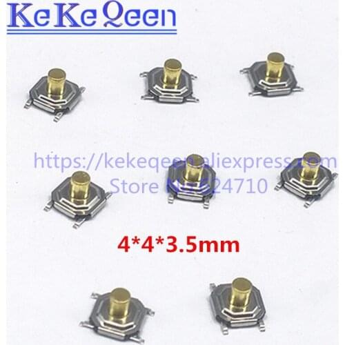 100PCS 4x4x3.5mm Push Button Switch Copper H=3.5mm 4*4*3.5mm 4*4*3.5mm SMD Micro Switch Tact Switch NEW 5.2x5.2x3.5mm