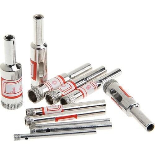 11Pcs 3-14mm Diamond Coated Core Saw Hole Drill Tool Set For Glass Marble Tiles
