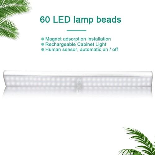 24 40 60 LED Cabinet Light Motion Sensor led USB Rechargeable Under Cabinet Lightening Stick-on Wardrobe Light with Magnetic