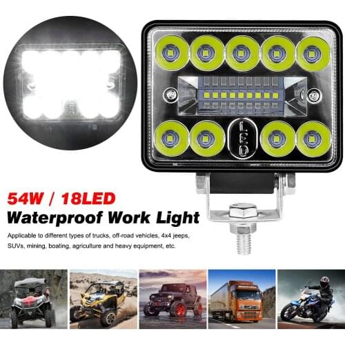 3inch 18LED 54W LED Work Light Dust-proof Headlight Car LED Spotlight Square Auto Truck Off Road Mini Ledbar Offroad Accessories