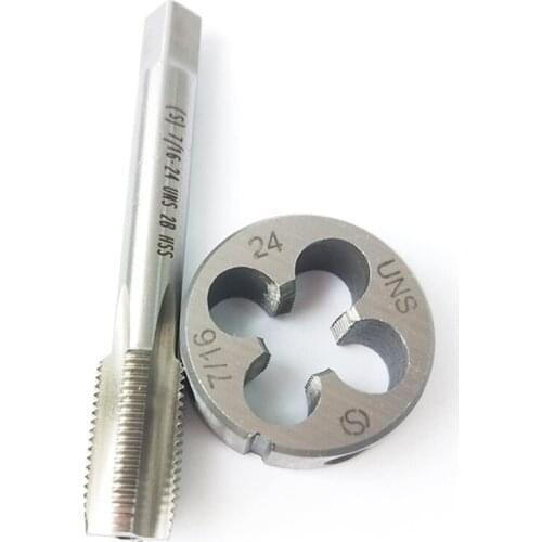 7/16-24 HSS Tap And Die Set UNS Machine Thread Tap and UNS Round Thread Die Right Hand