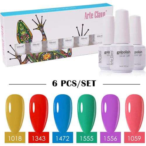 Arte Clavo Nail Gel Polish Set 6 Pcs 8ml Gift Box Kit UV LED Soak Off Lacquer Varnish All For Manicure Nail Art DIY Decoration