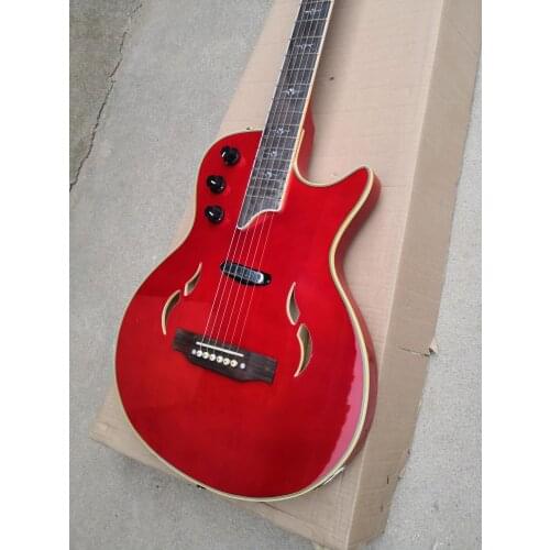 Free shipping custom 6 Strings Electric Guitarra semi hollow body guitar musical instrument T5 hollow body electric guitar red