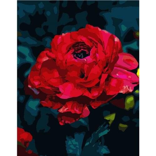 Big red blooming Flower DIY Digital Painting By Numbers Modern Wall Art Oil Painting Gift for children Home Decor Big Size
