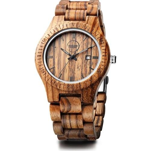 Wooden Watch Men Casual Stylish Quartz Watches Natural Handmade Zebra Wooden Watches for Men