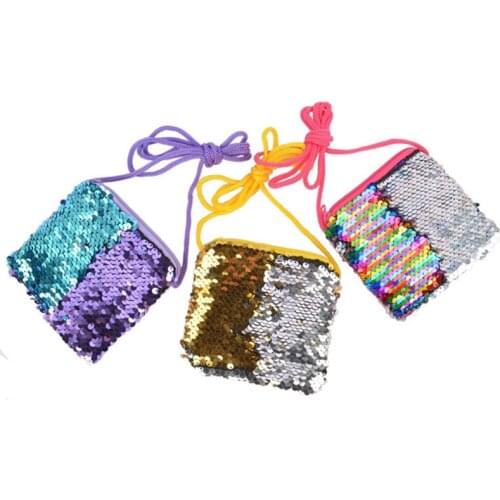 Children Infant Fashion Mini Sequin Zipper Cross-body Handbag High Quality Kids Shoulder Messenger Bag
