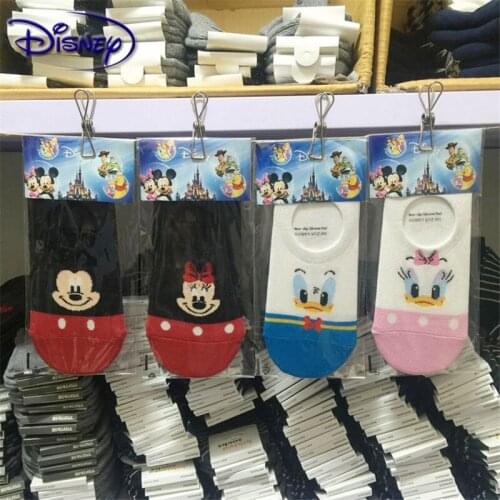 Disney Cartoon Mickey Minnie Donald Duck Thin Cotton Boat Socks Set Minnie Mickey Pattern Sock Shallow Mouth Non-Slip Adult Sock
