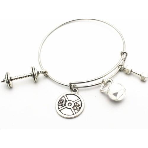 Hot selling 1pcs/lot fitness equipment barbell Bracelets replaceable Bracelet adjust Bangles charms Jewelry