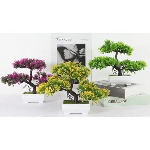 1pc Simulated Plant Ganoderma Lucidum Tree Potted Green Plant Home Decoration Desktop The Floor of Plastic Small Ornaments