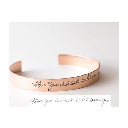 Classic Bracelets & Bangles For Women Handwriting Customize Name Bangle Rose Gold Stainless Steel letter Jewelry wedding Bijoux