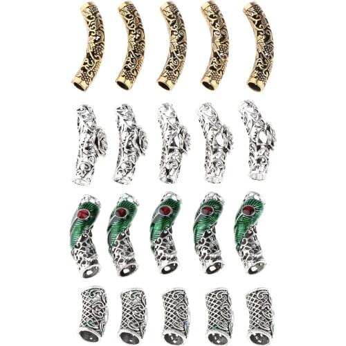 20 Pcs/set Dread Lock Beads Hair Rings Natural Hair Wig Braiding Cuffs Decorations Head Jewels