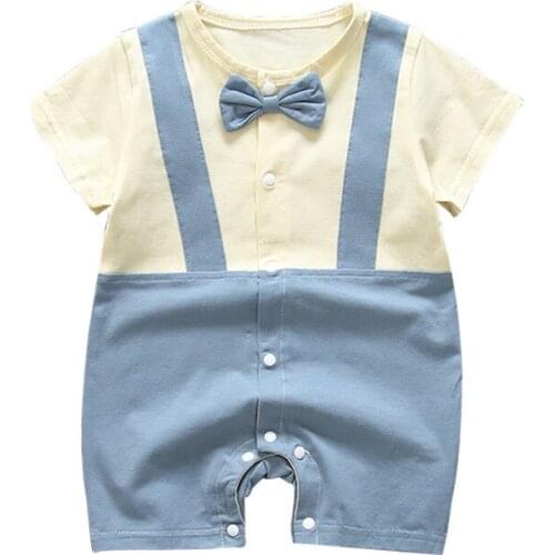 Baby Boys Girls Romper Newborn Summer Jumpsuit Infant Shorts Sleeve Bow tie Clothes 0-12 Month