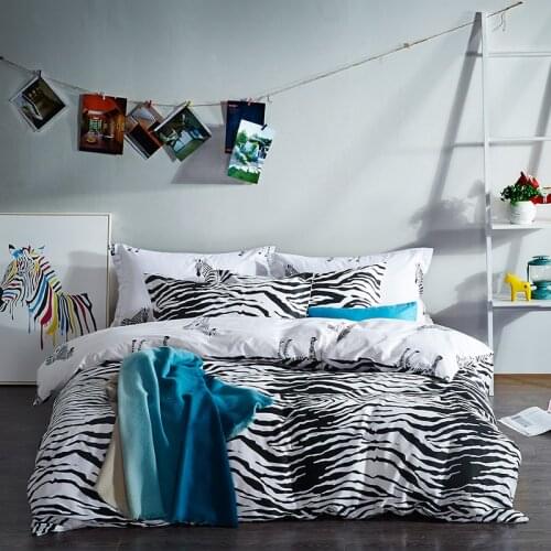 New Fashion luxury bedding set queen/king size 100% cotton bed set 4pcs panda zebra star duvet cover bed sheet sets white black