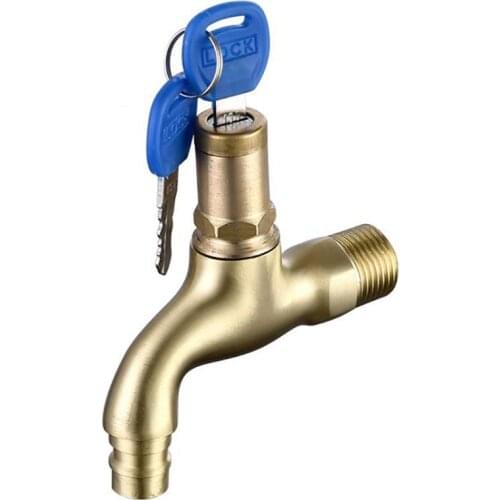 Kitchen Bibcock Tap G1/2 Thread, Anti-theft Faucet Public Basin with Lock Keys, Water Tap Bibcock Faucet for Garden Outdoor