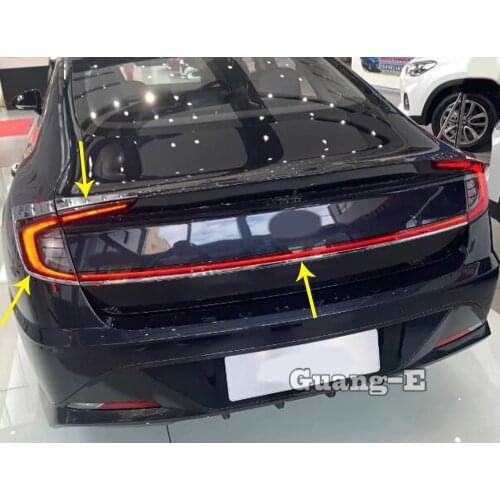 For Hyundai Sonata DN8 10Th 2020 2021 Car Body Styling Cover Rear Back Light Lamp Detector Styling Cover Trim Stick Frame 5pcs