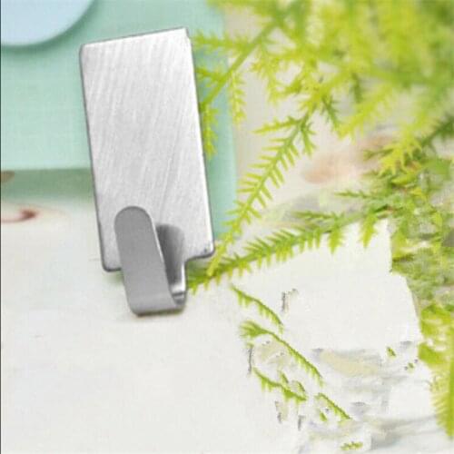 Hot Sell 6X Stick Hook round Adhesive Kitchen Wall Door Stainless Steel Stick Hook Hanger