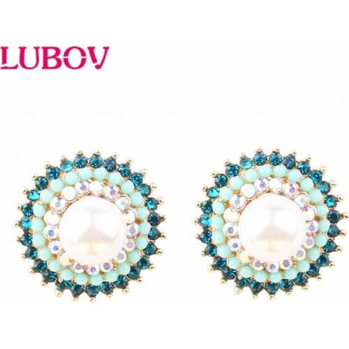 LUBOV Boho Ethnic Fringe Opal Stud Earrings 2019 Handmade Beads Statement Earrings Party Stud Earrings christmas Gift Wholesales