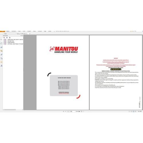 Manitou MC,MHT,MLT,MT,MT-X,MXT PDF 2.14 GB Updated 2021 Operator and Service Manual