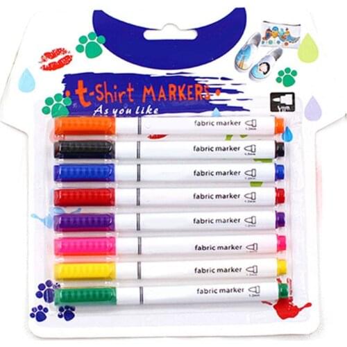 8pcs New Clothes Textile Markers Fabric Paint Pens DIY Crafts T-shirt Pigment Painting Pen Writing Liner Marker Pen Supplies