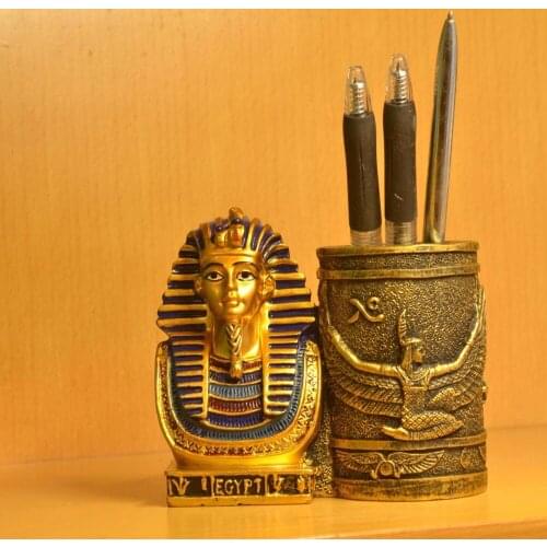 Ancient Egyptian Pen Set Home Study Desk Decoration Ornament Gift Pharaoh Pen Pen Office Office Statue
