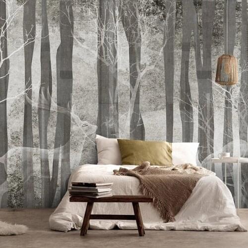 Custom Mural Wallpaper Nordic Modern Hand-painted 3D Abstract Art Forest Elk Fresco Bedroom Living Room Background Wall Painting