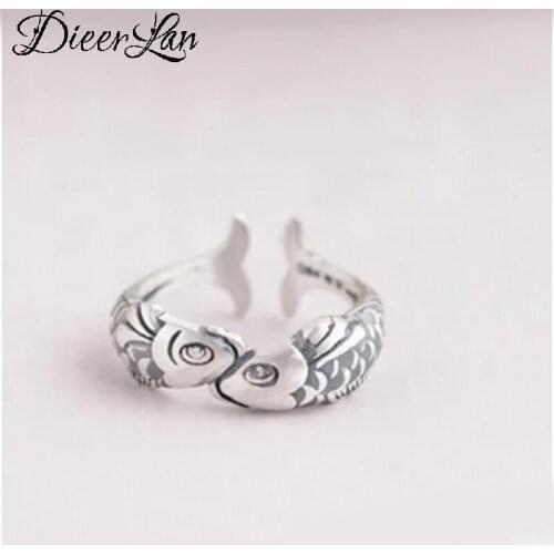 New Gothic Men Open Adjustable Size Fish Rings for Women Wedding Ring Jewelry Valentines Day GIFT 2021