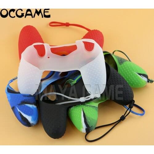 OCGAME 2pcs/lot New Silicone Rubber Soft Gel Skin Case Cover Grip Lanyard for PS4 Protection Case with Hand rope