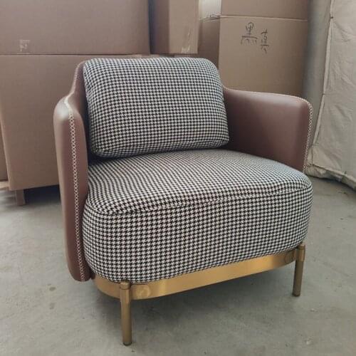 Gold-plated Single Living Room Spray Monkey Modern Minimalist Fabric Sofa Lazy Small Apartment Recliner Chair