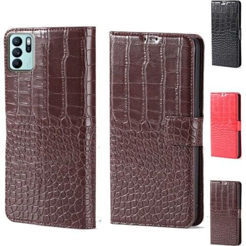 Luxury Crocodile design Flip Leather Wallet Phone Case For Oppo Reno6 Reno 6 Z 6Z 5G stand function cover card slot
