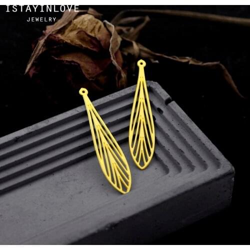 Handmade Jewelry Making Supplies Pendant Laser Cut Geometric Leaf Raw Brass Charm Findings For DIY Necklace Earring RD536 8