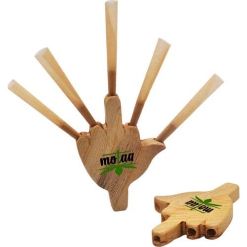 Grinder Weed Smoking Pipes Tripple Barrel Wooden Cig Holder Five Middle Finger Wood Tobacco Pipes Cigarette Rolling Cone Holder