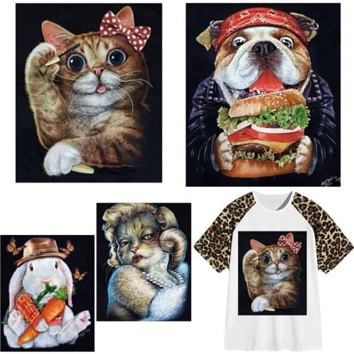 Cute Animals Patches Bulldog Thermal Sticker on Clothes Iron-on Transfers for Clothing Thermoadhesive Patch Diy Applique for Kid